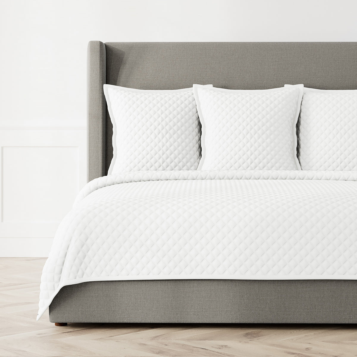 Double Diamond Coverlet Set - White in White