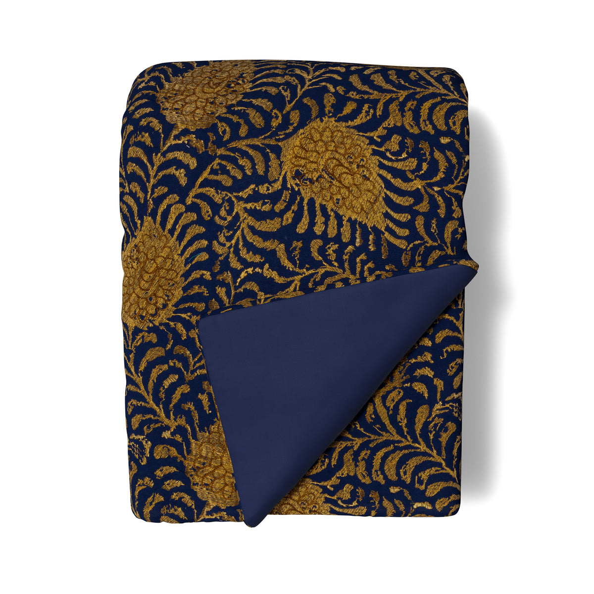 Kinrande Linen Throw in Marine/Gold