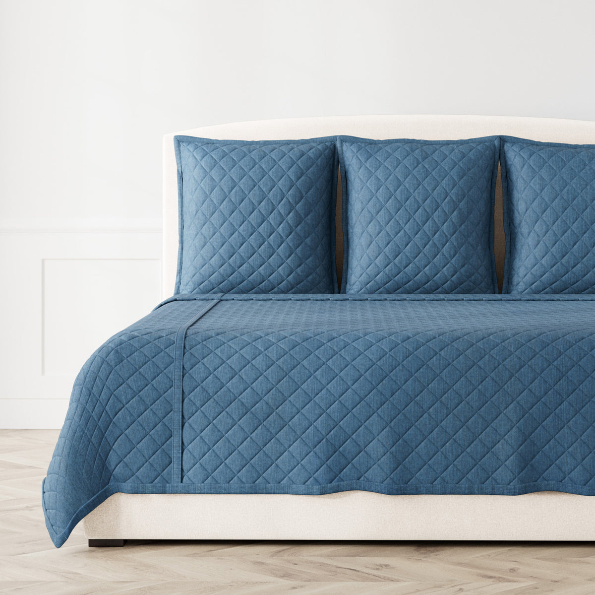 Faux Linen Coverlet Set in Indigo