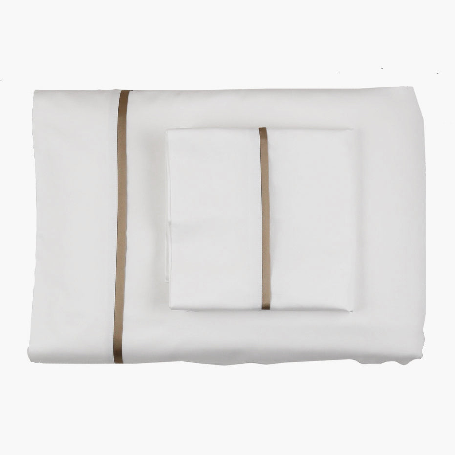 Silk Trim Sheet Set in White/Sand