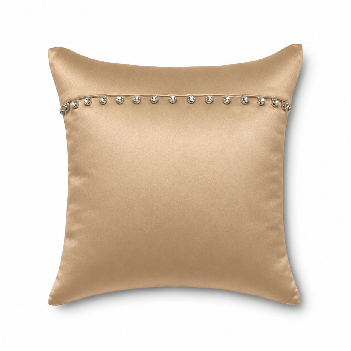 Charmeuse Pillow With Crystal Buttons in Sand