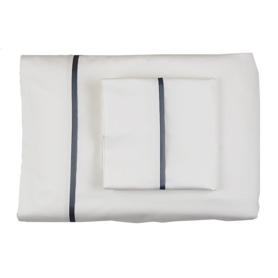 Silk Trim Sheet Set in White/Charcoal