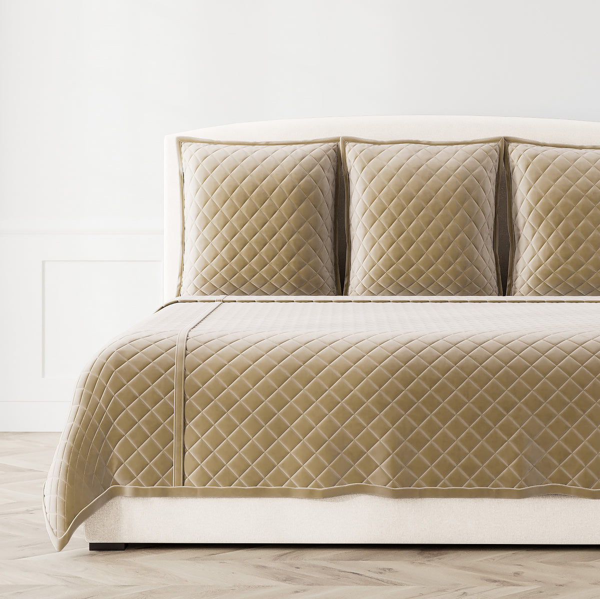 Velvet Coverlet Set in Taupe