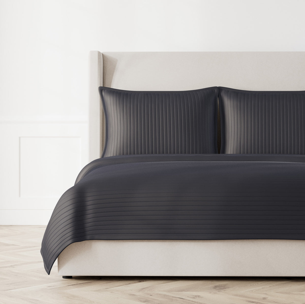 Charmeuse Channel Quilt Coverlet in Charcoal