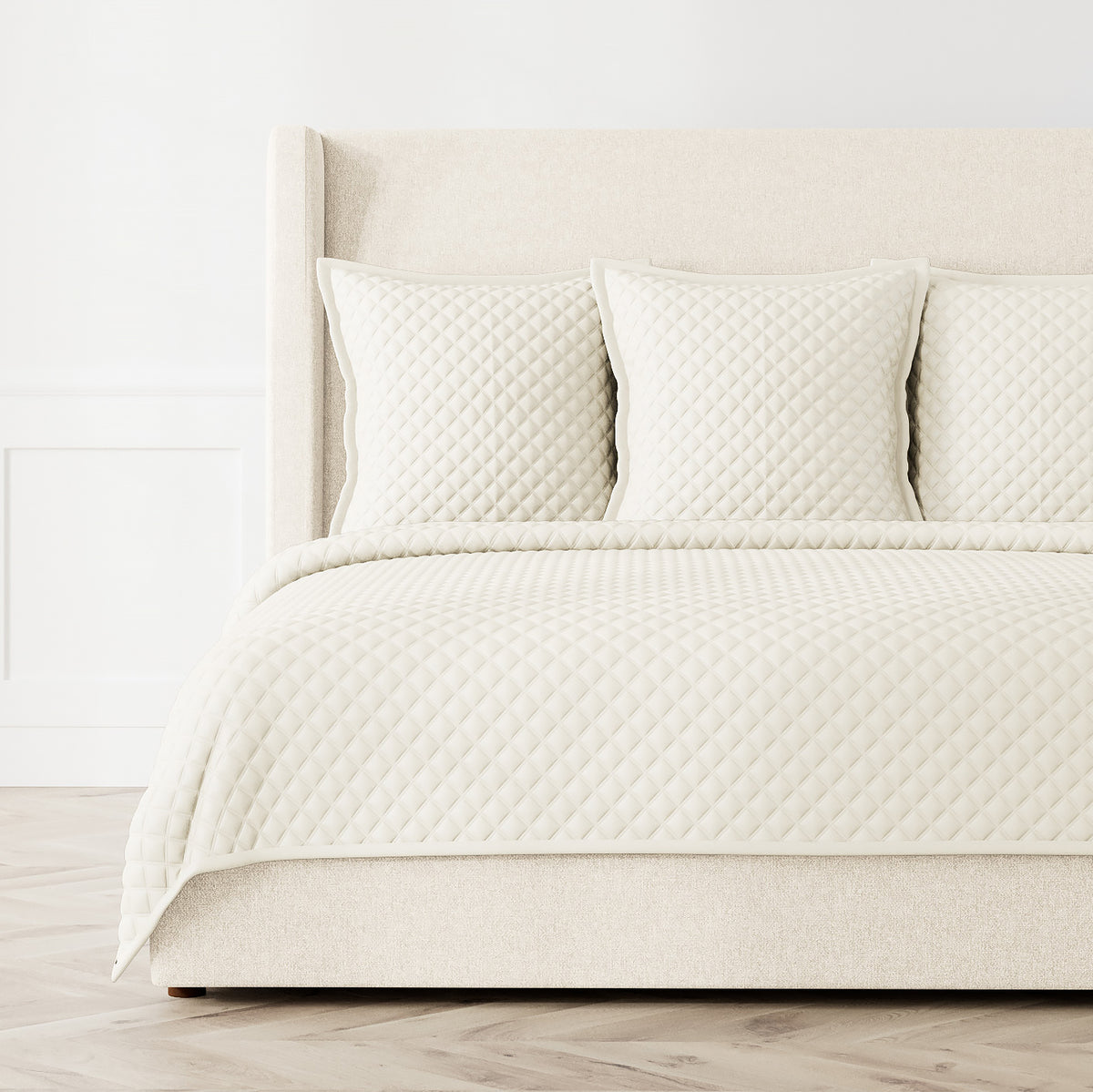 Double Diamond Coverlet Set - Ivory in Ivory