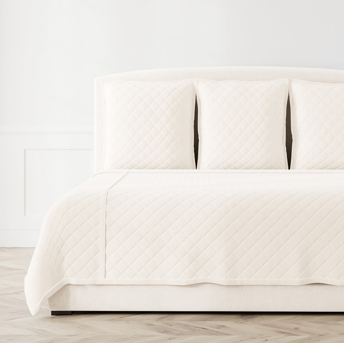 Velvet Coverlet Set in Ivory