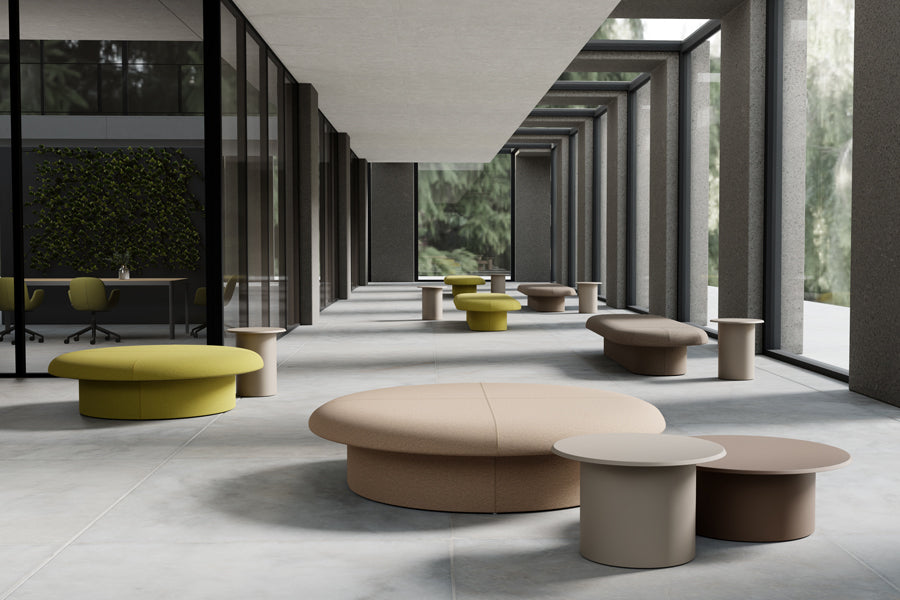 Drage Ottoman by B&T, showing drage ottomans in live shot.