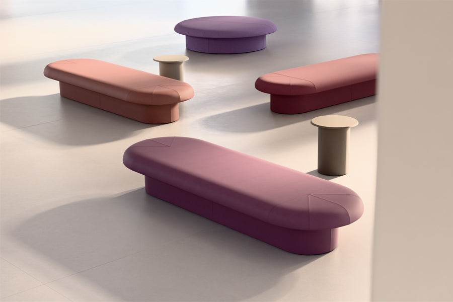 Drage Ottoman by B&T, showing drage ottoman in live shot.