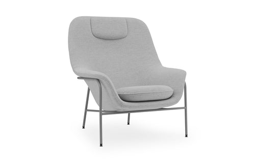 Drape High Lounge Chair Steel Legs by Normann Copenhagen - Grey Powder Coated Steel Legs, Hallingdal/Hallingdal Textiles Kvadrat Upholstery, Yes Headrest.