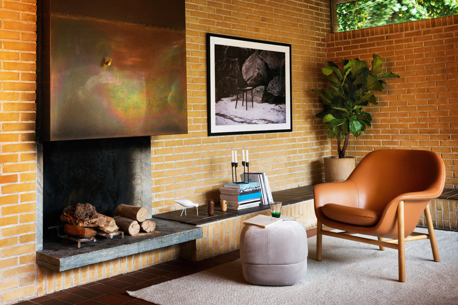 Drape Lounge Chair by Normann Copenhagen, showing drape lounge chair in live shot.