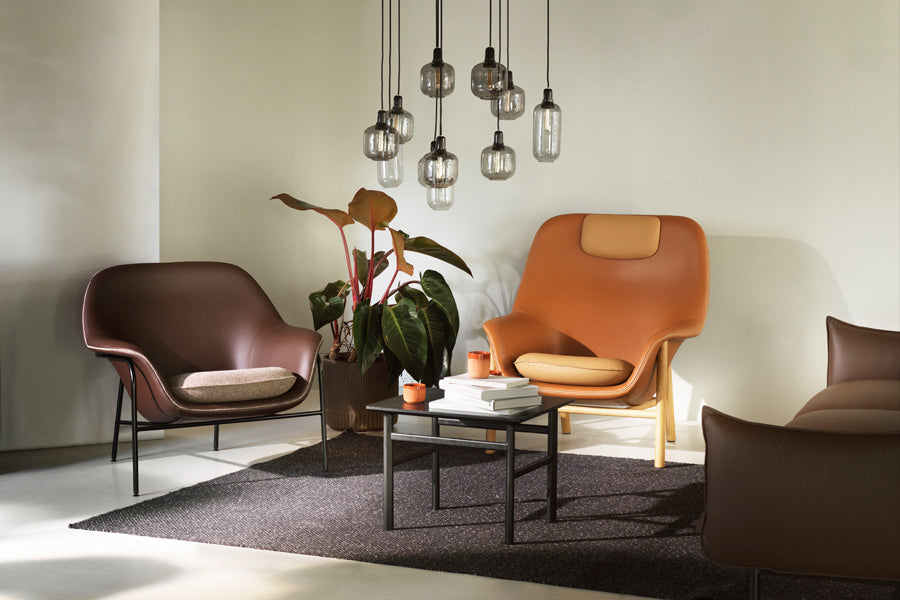 Drape Lounge Chair by Normann Copenhagen, showing drape lounge chair in live shot.