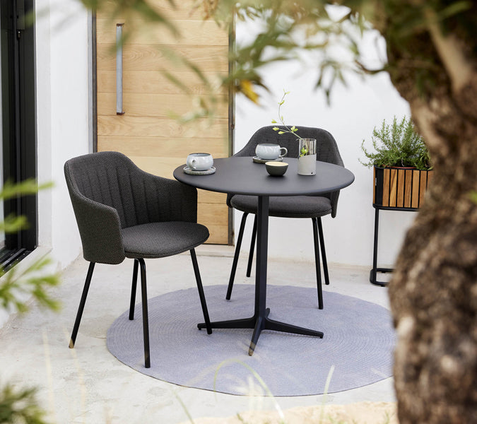 Drop 18" Cafe Table by Cane-Line, showing drop 18" cafe table in live shot.