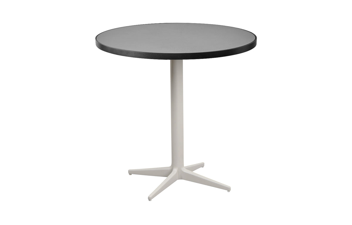 Drop 24" Cafe Table by Cane-Line - Sand Aluminum, Lava Grey/Light Grey Ceramic.