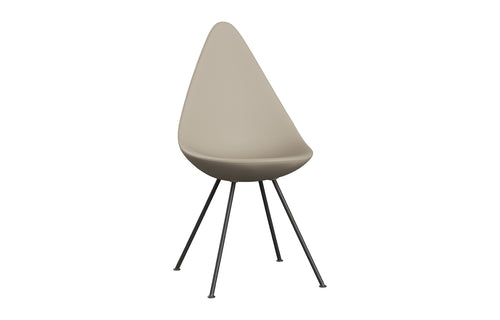 Drop Chair by Fritz Hansen - Warm Graphite Powder Coated Steel, Light Beige ABS Plastic.