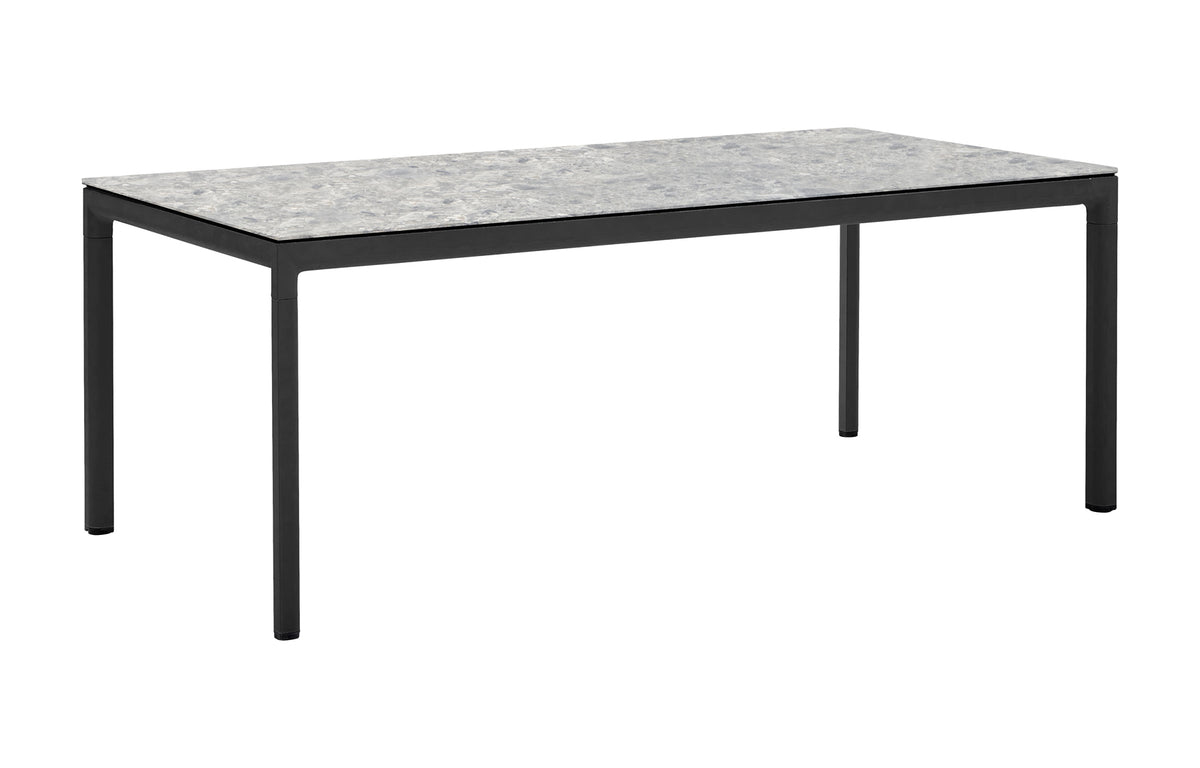 Drop Dining Table by Cane-Line - Lava Grey Aluminum, Multi Colour Ceramic.