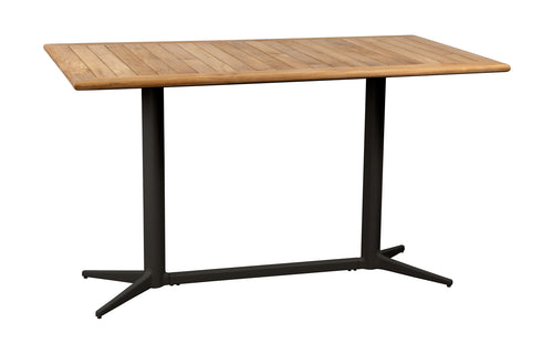 Drop Rectangle Cafe Table by Cane-Line - Lava Grey Aluminum, Teak Wood.