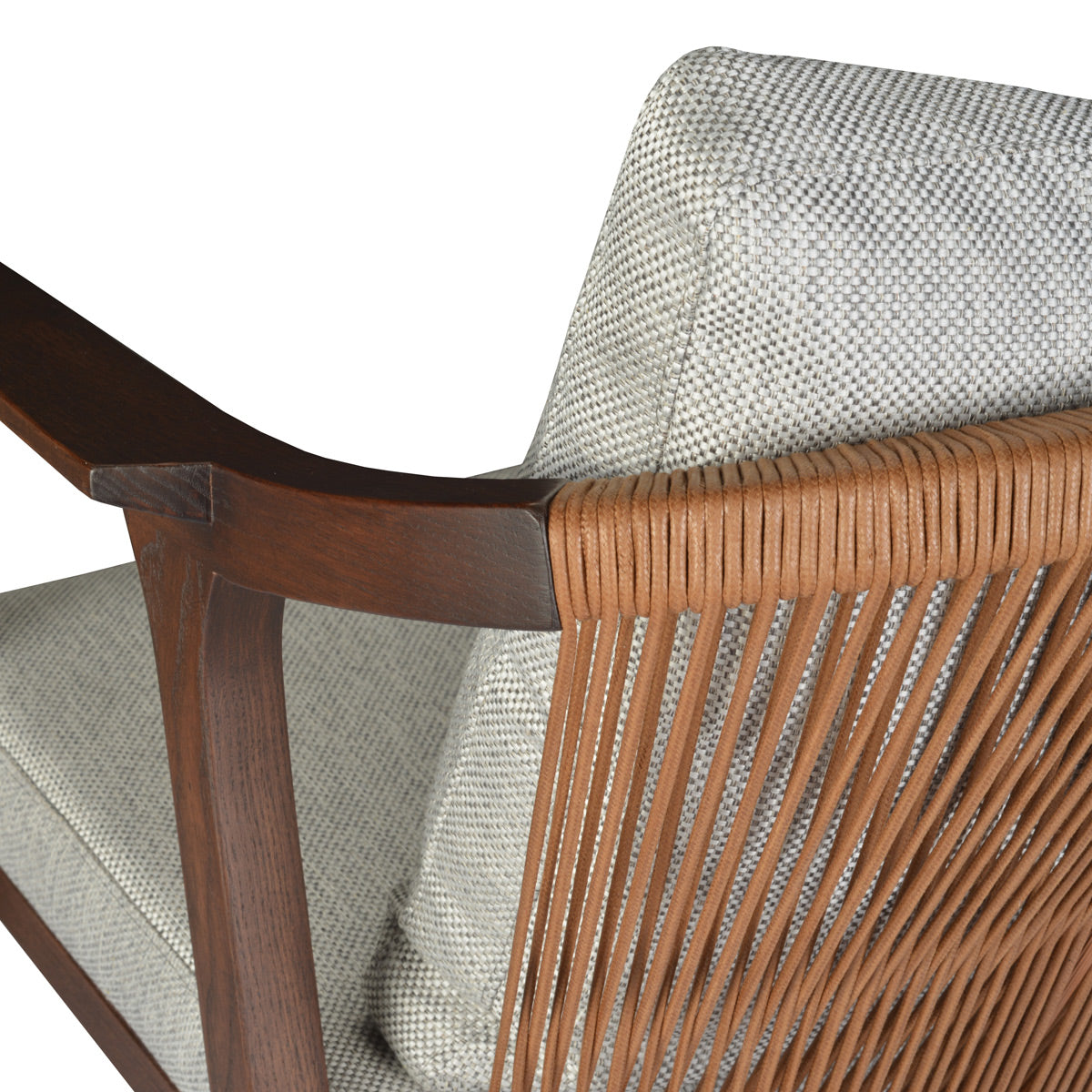Drops Dining Armchair by SohoConcept, showing closeup view of drops dining armchair in grey brick fabric.