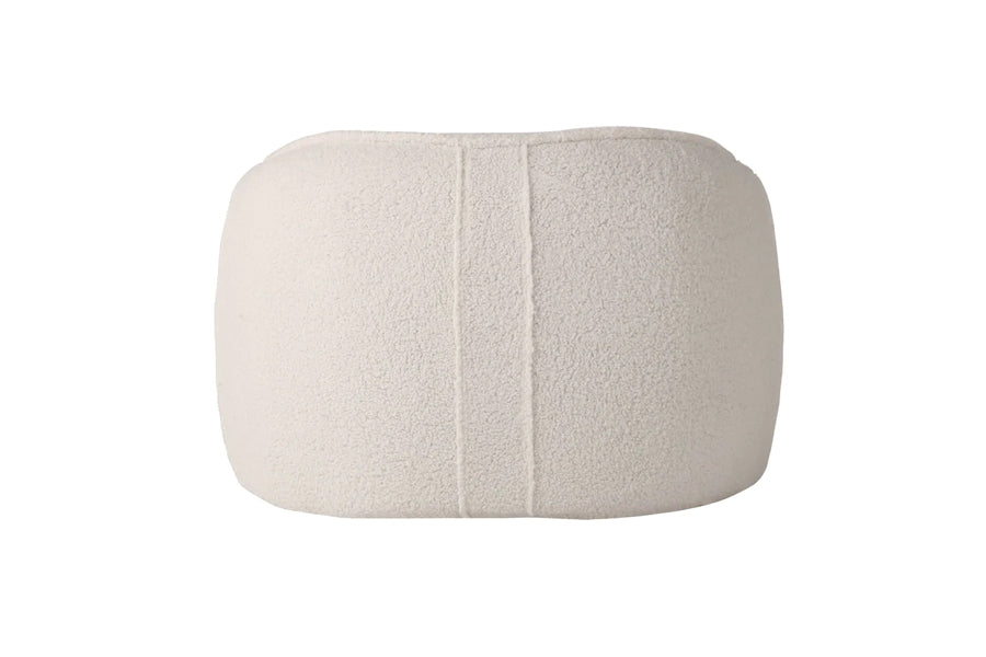 Duffy Lounge Chair by Mobital, showing back view of duffy lounge chair in teddy cream fabric.