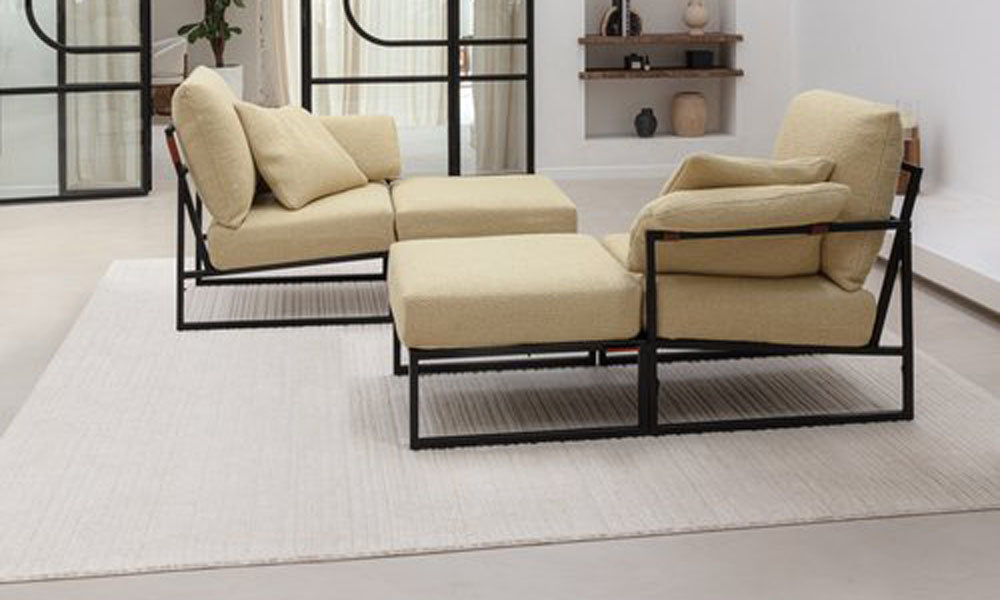 Dunas Woven Rug by Ligne Pure, showing dunas woven rug in live shot.