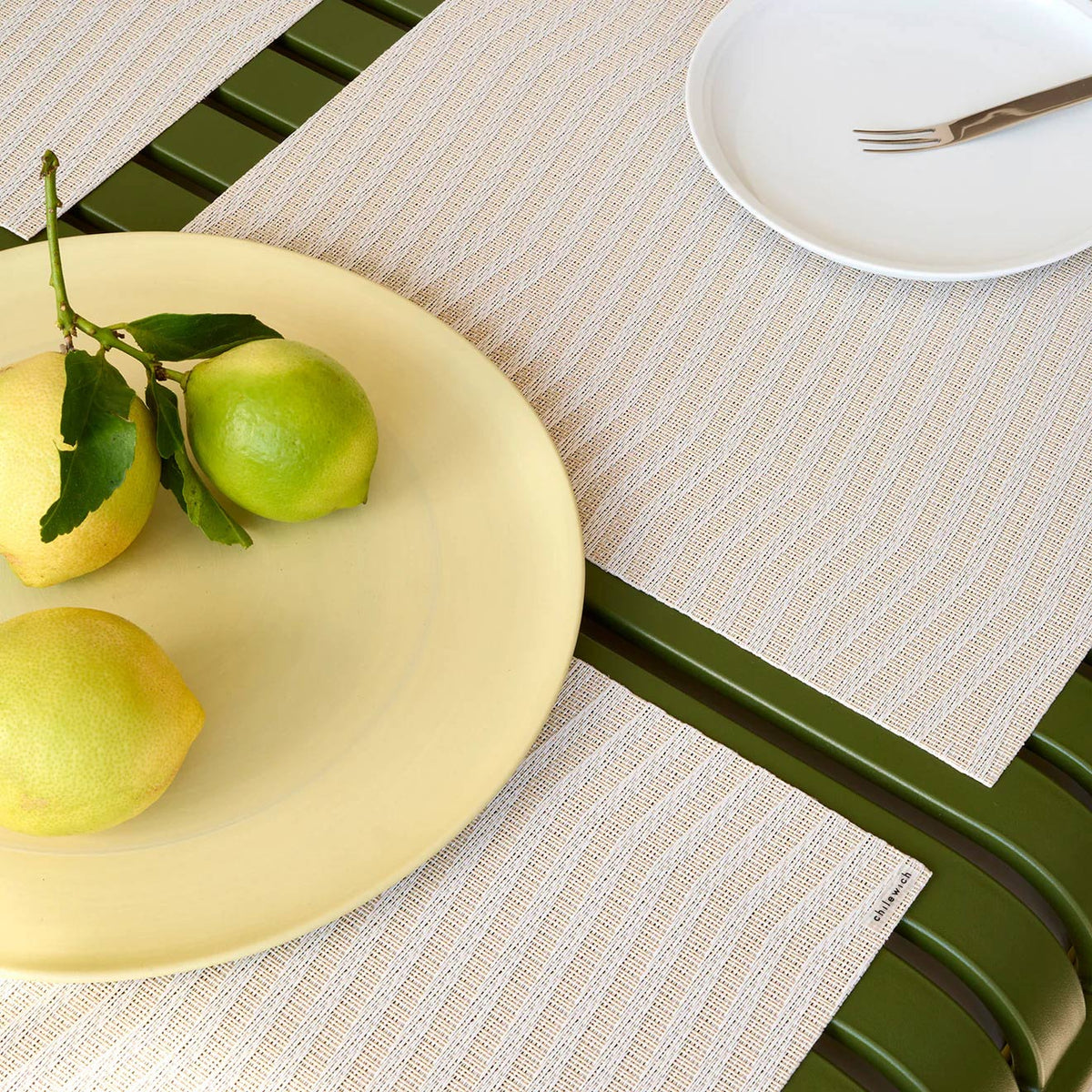 Dune Placemat by Chilewich, showing closeup view of dune placemats in live shot.