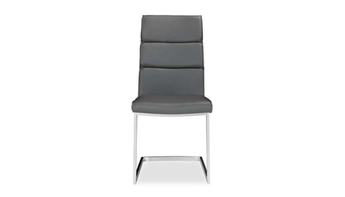 Duomo Dining Chair by Mobital, showing front view of duomo dining chair in grey leatherette.
