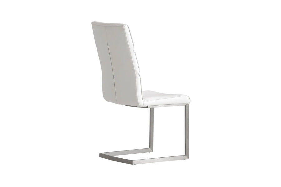 Duomo Dining Chair by Mobital, showing back view of duomo dining chair in white leatherette.