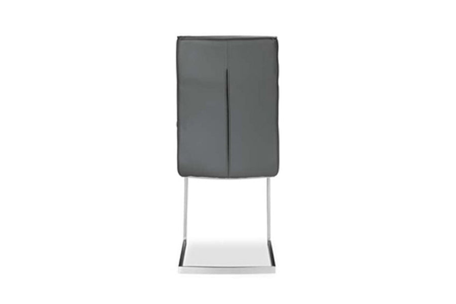 Duomo Dining Chair by Mobital, showing back view of duomo dining chair in grey leatherette.