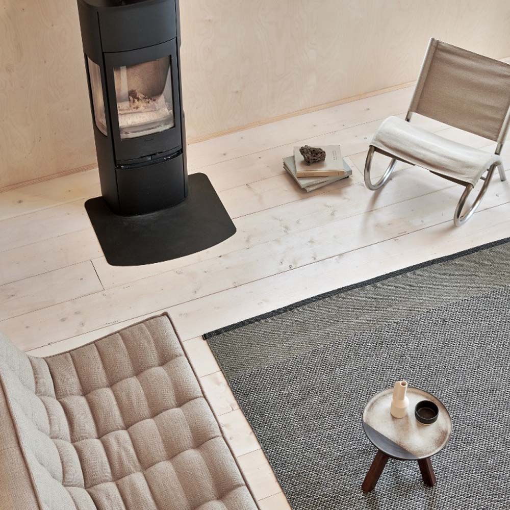Edit Black & Charcoal with Granit Metalic Rug by Pappelina, showing edit black & charcoal with granit metalic rug in live shot.