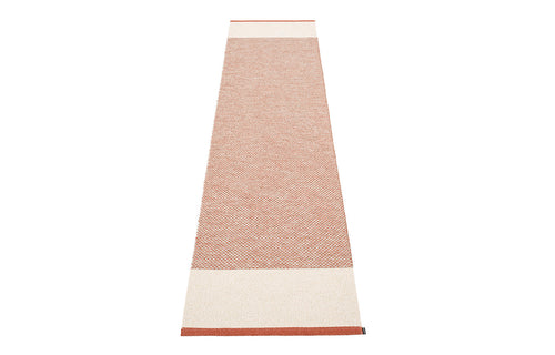 Edit Brick & Vanilla with Linen Metalic Rug by Pappelina - 2.25' x 6.5'.