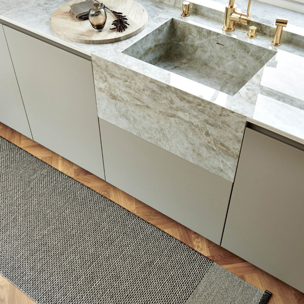 Edit Granit & Grey with Grey Metalic Rug by Pappelina, showing edit granit & grey with grey metalic rug in live shot.