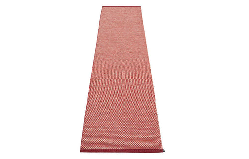 Effi Dark Red & Coral Red with Vanilla Runner Rug by Pappelina - 2.25' x 6.5'.