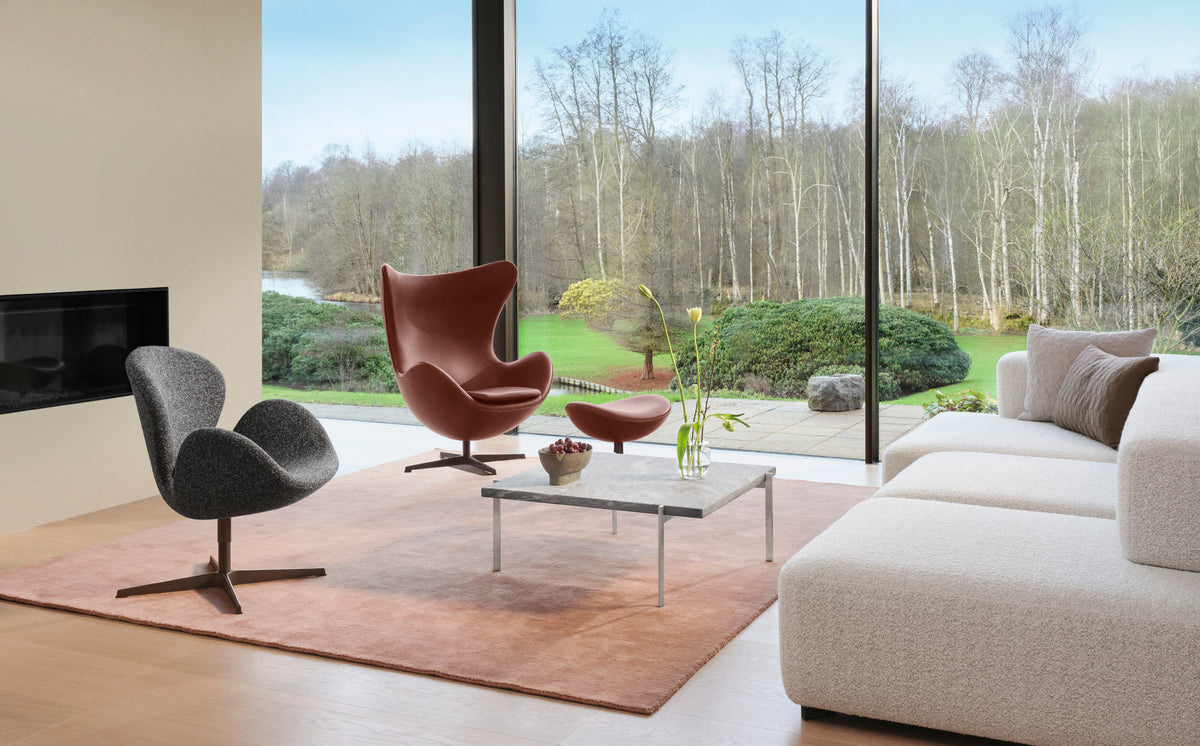 Egg Lounge Chair by Fritz Hansen, showing egg lounge chair in live shot.