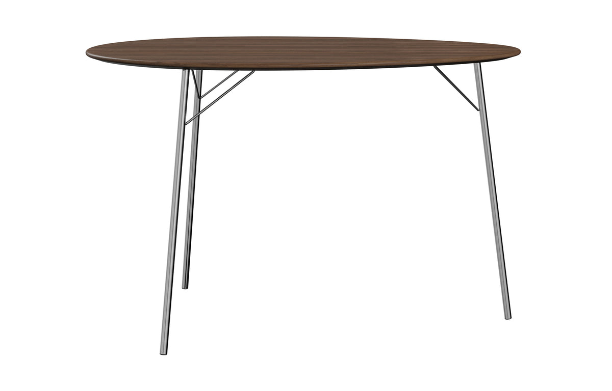 Egg Table by Fritz Hansen - Chrome/Walnut Veneer.
