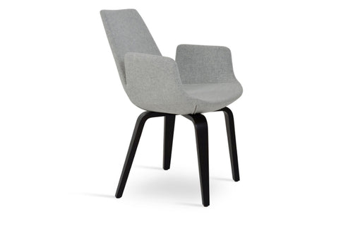 Eiffel Arm Plywood Dining Chair-Fabric by SohoConcept - Wenge Wood, Camira Blazer Silver Wool.