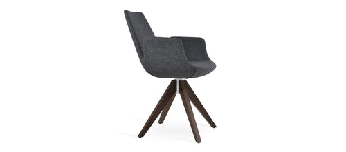 Eiffel Arm Pyramid Swivel Dining Chair-Fabric by SohoConcept, showing side view of eiffel arm pyramid swivel dining chair-fabric