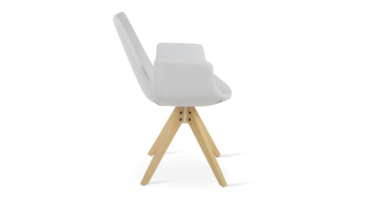 Eiffel Arm Pyramid Swivel Dining Chair by SohoConcept, showing side view of eiffel arm pyramid swivel dining chair.