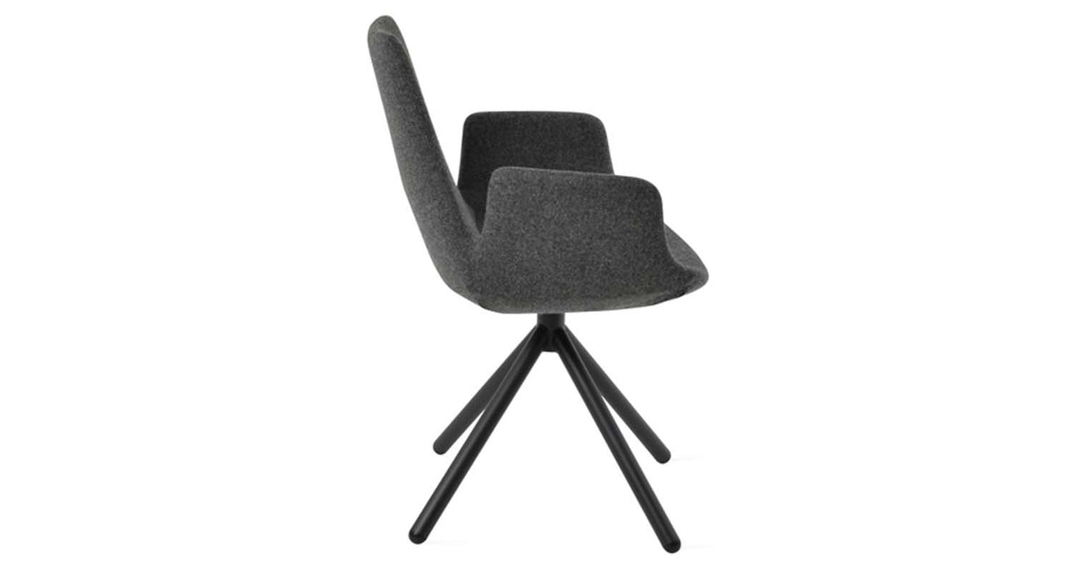 Eiffel Arm Stick Swivel Chair-Fabric by SohoConcept, showing side view of eiffel arm stick swivel chair-fabric