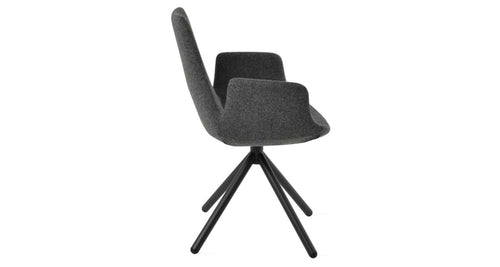 Eiffel Arm Stick Swivel Chair-Fabric by SohoConcept, showing side view of eiffel arm stick swivel chair-fabric