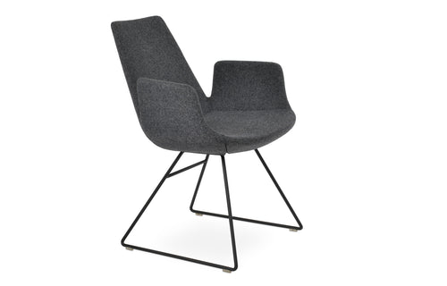 Eiffel Arm Wire Chair-Fabric by SohoConcept - Black Wire, Camira Blazer Dark Grey Wool.