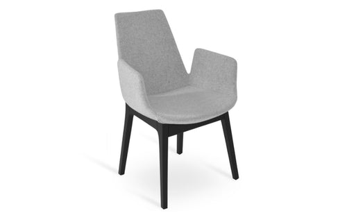 Eiffel Arm Wood Chair-Fabric by SohoConcept - Beech Wenge Wood, Camira Blazer Silver Wool.