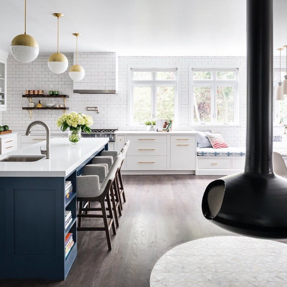 Eiffel Arm Wood Counter Stool by SohoConcept, showing eiffel arm wood stools in live shot.