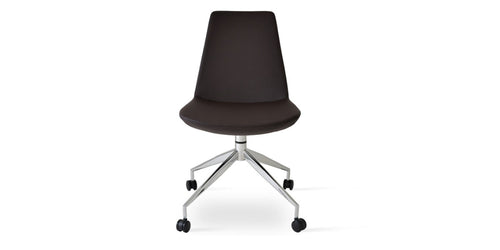 Eiffel Spider Swivel Chair-Leather with Casters by SohoConcept, showing front view of eiffel spider swivel chair-leather with casters.