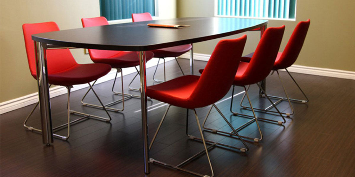 Eiffel Wire Dining Chair-Fabric by SohoConcept, showing eiffel wire dining chairs in live shot.