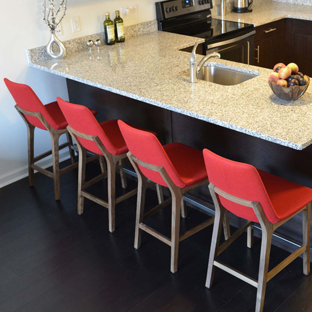 Eiffel Wood Stool-Fabric by SohoConcept, showing eiffel wood stool-fabric in live shot.