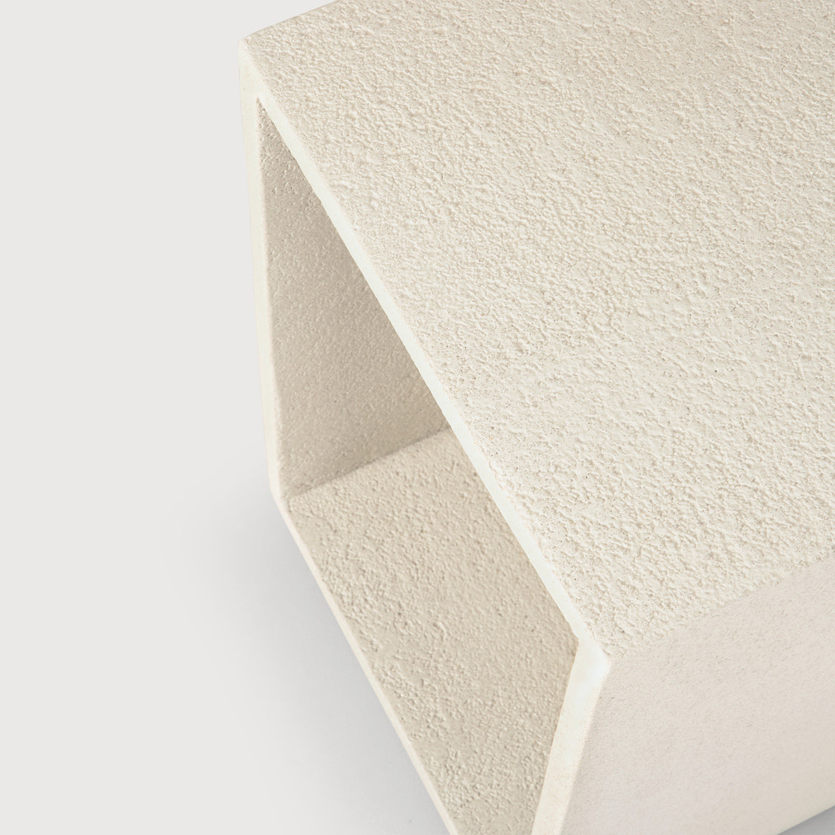 Elements Bedside Table by Ethnicraft, showing closeup view of elements bedside table in studio shot.
