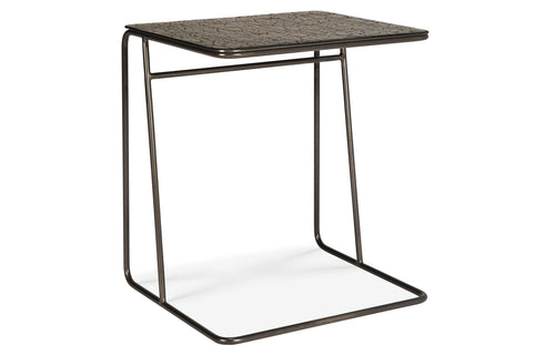 Ellipse Side Table by Ethnicraft, showing angle view of ellipse side table.