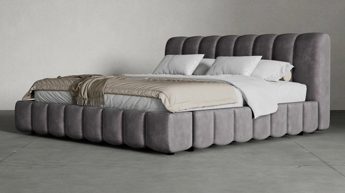 Elvara Bed by Viesso, showing elvara bed in live shot.