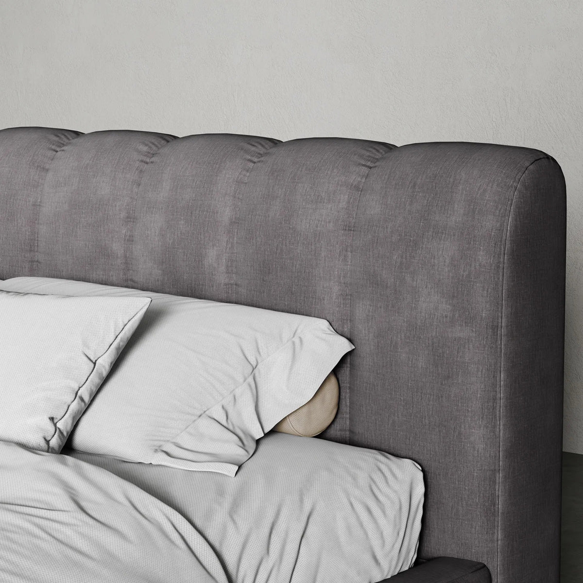 Elvara Bed by Viesso, showing closeup view of elvara bed in live shot.