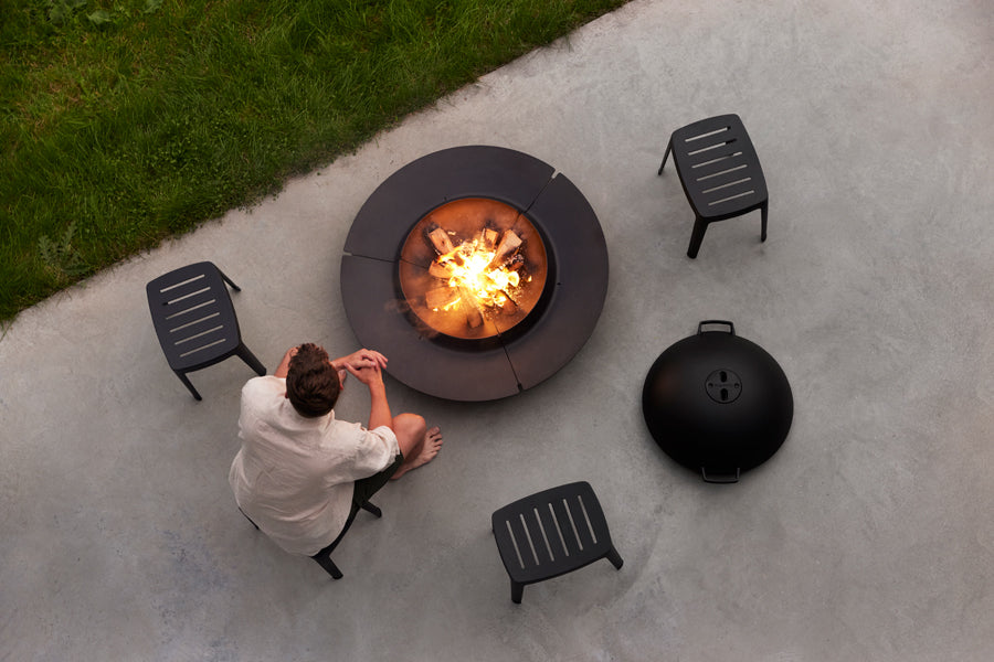 Ember Fire Pit by Cane-Line, showing ember fire pits in live shot.