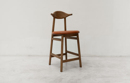 Ember Stool by Sun at Six - Counter MTO, Sienna Solid Ash, Umber Leather.